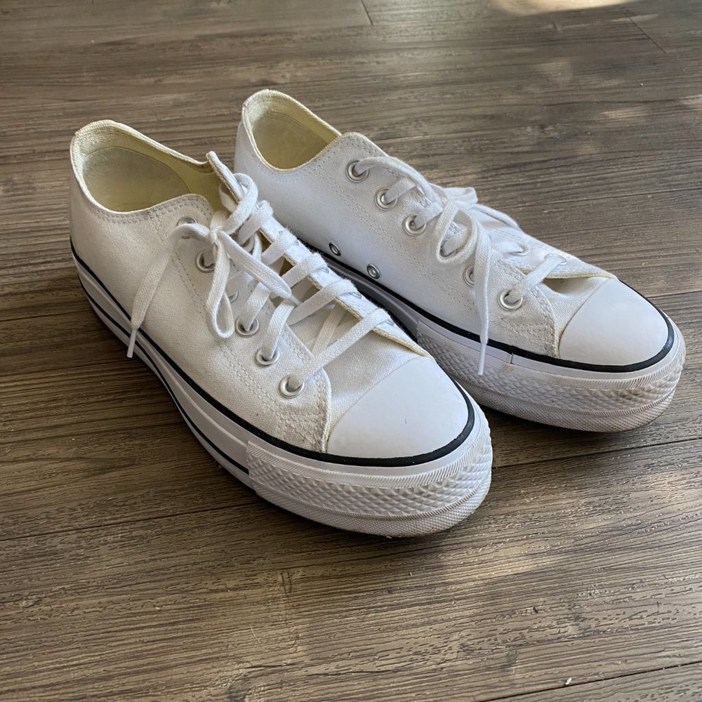 Platform Converse Low Top White Sneakers